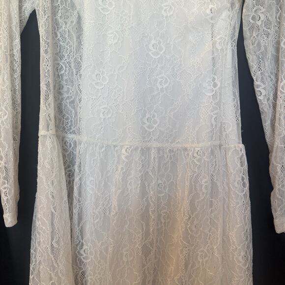 Lulumari Anthropologie Floral Lace Mini Dress Size S Sheer Beachy Vaca Boho Y2K - Picture 5 of 13
